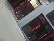 Hidden spy cam in Amsterdam walking past red light district prostitute
