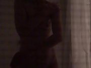 Skinny wife in the shower hoping anonymous stranger is watching