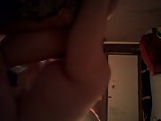 A big creampie after her orgasm sex on the bed at home